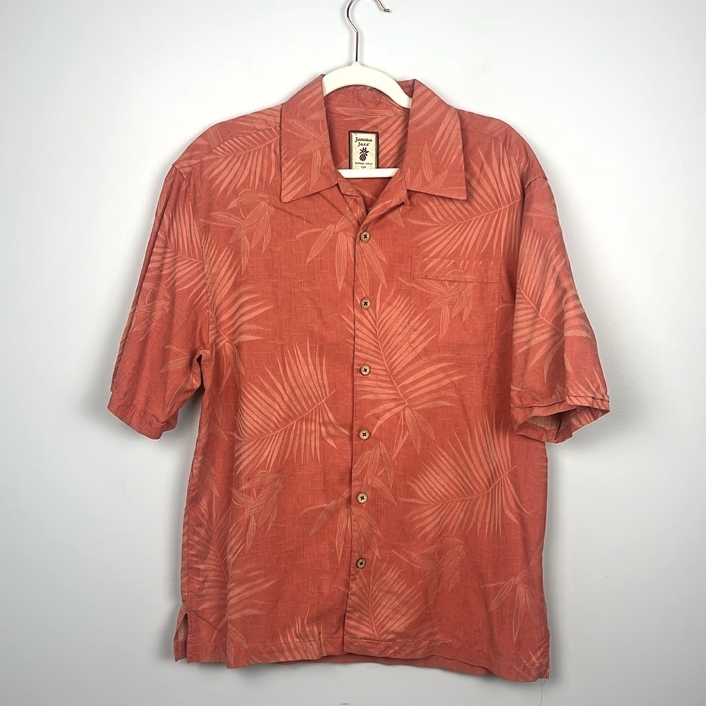 Jamaica Jaxx 100% silk tropical Hawaiian button down mens medium shirt